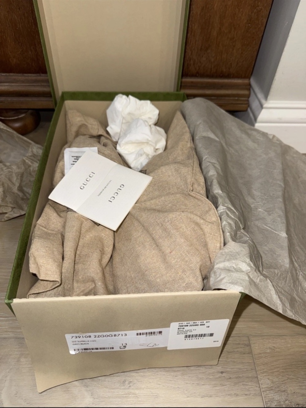 Gucci Men Gray and Black GG Monogram Slide Sandals - Picture 5 of 6